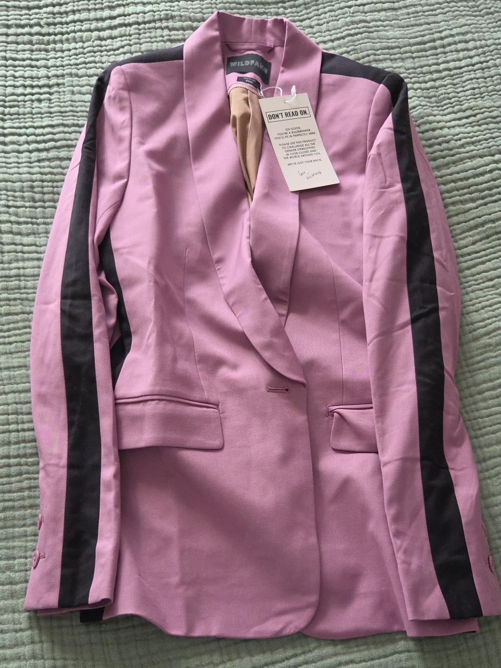 Wildfang Lilac Blazer with Black Sleeve Stripes